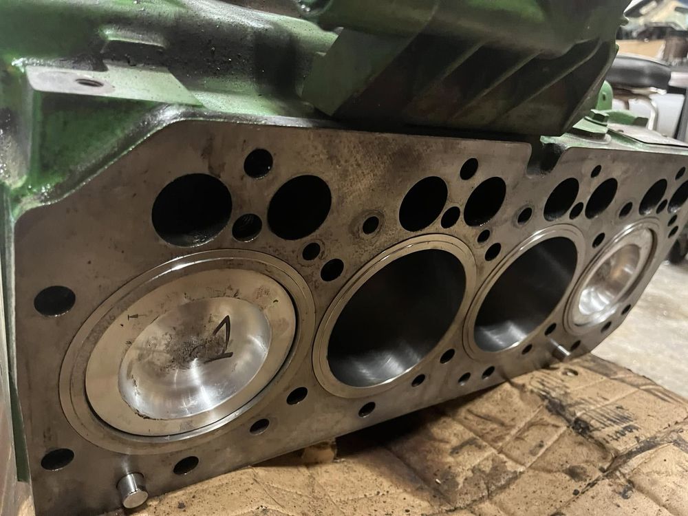Engine block and cylinders opened up for engine repair