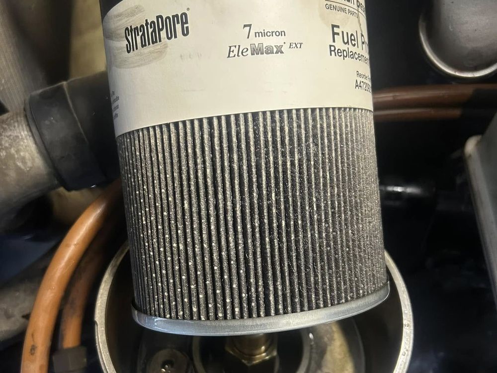 Fuel filter housing during routine truck maintenance